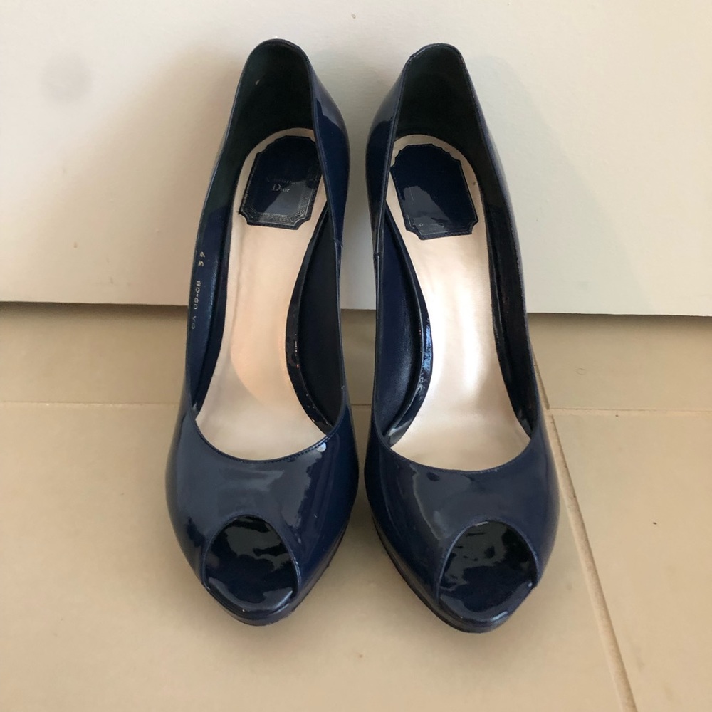Dior Blue Peeptoe Pumps - Picture 2 of 6